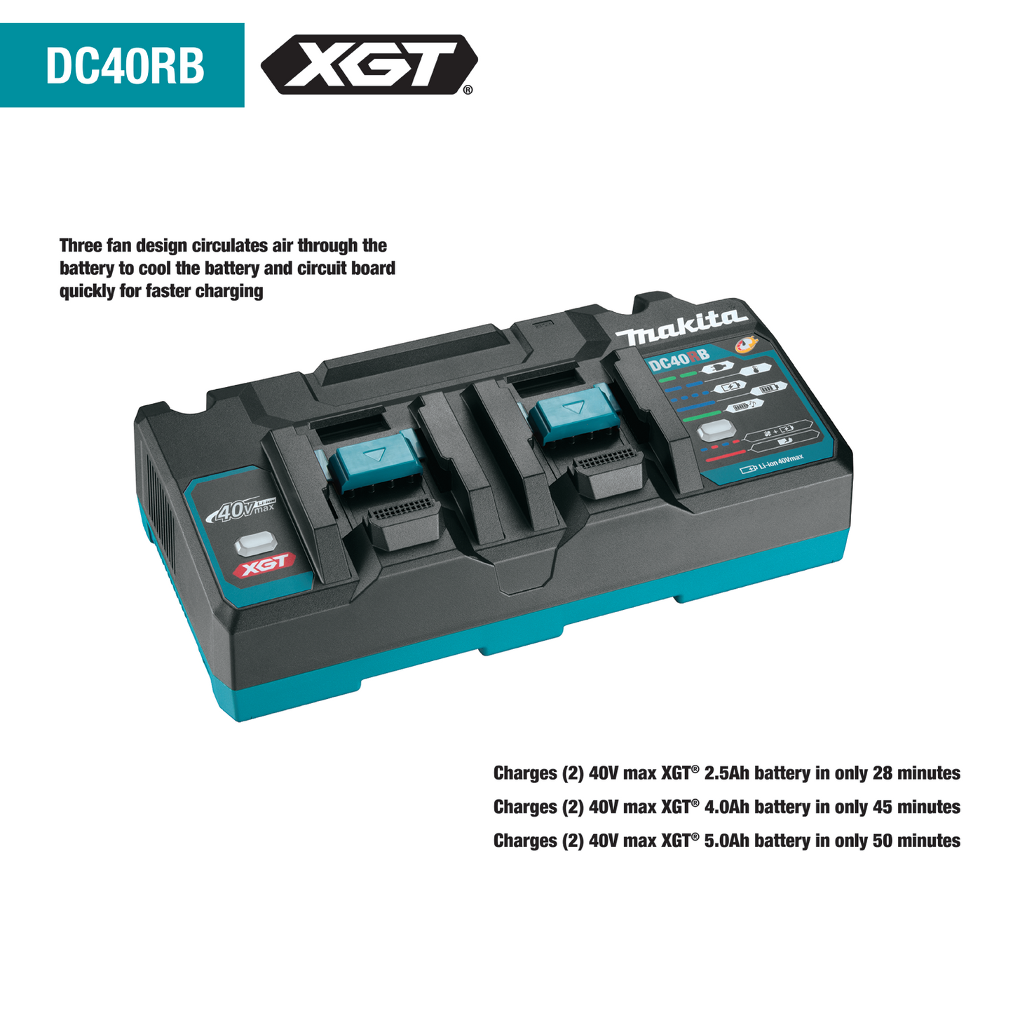 Cargador óptimo rápido de doble puerto XGT de 40 V máx. Makita