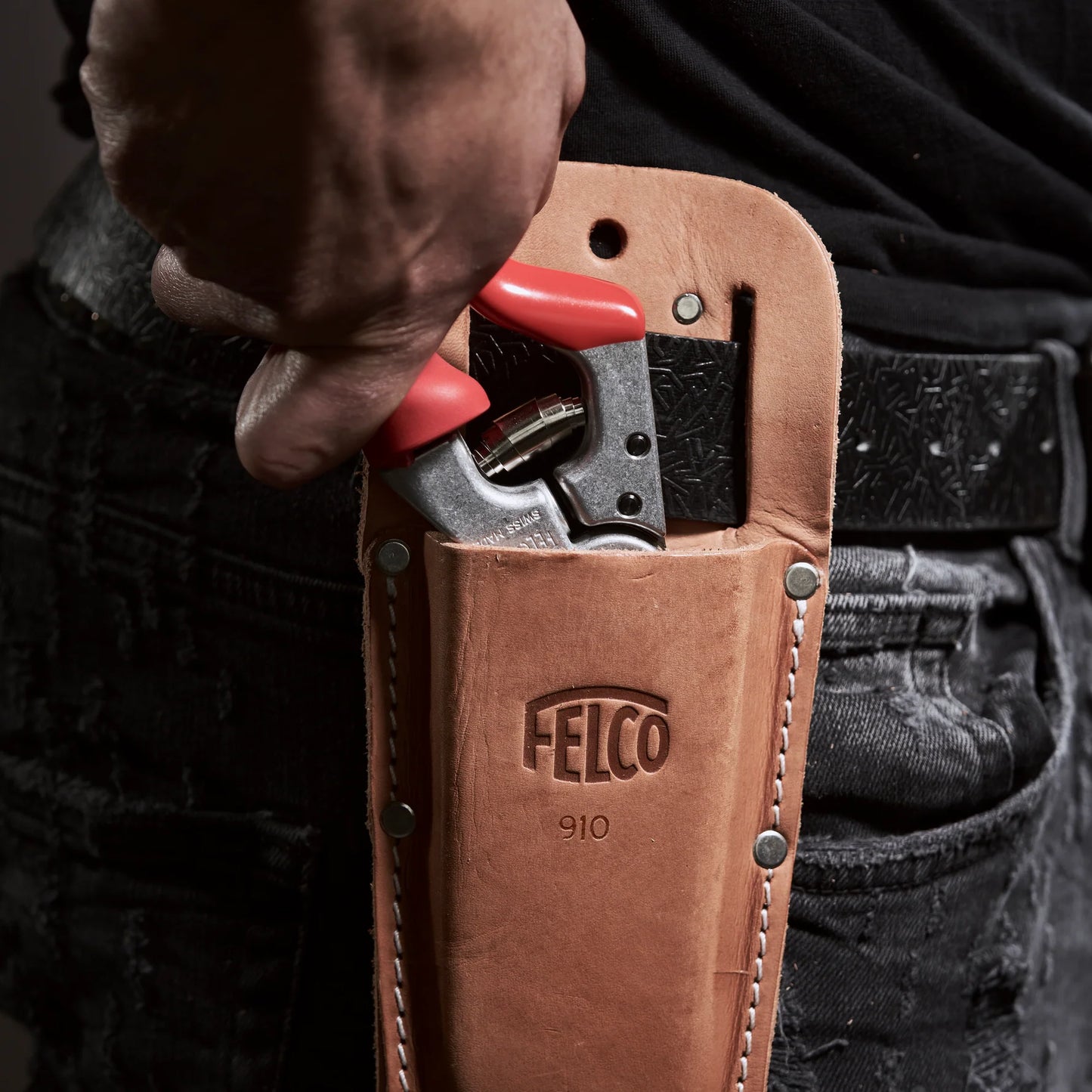 FELCO 910 Funda de cuero - Con presilla para cinturón y clip
