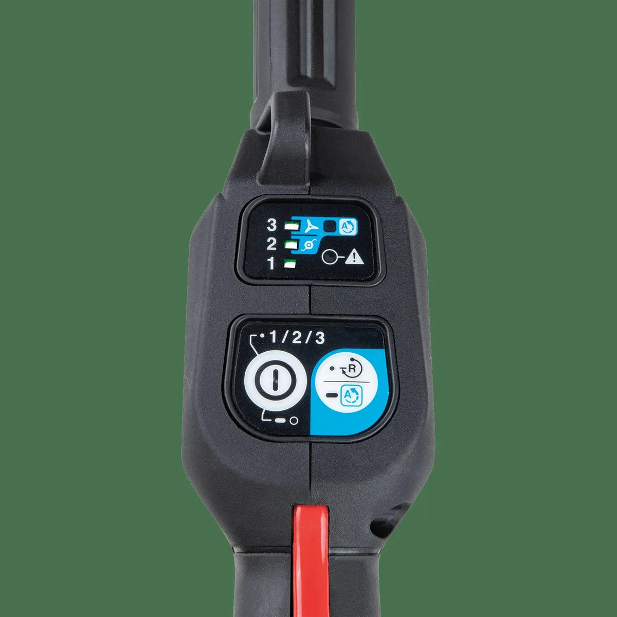 Makita XRU17PT battery string trimmer power controls. Get yours today at B&R Lawnmower Shop! 20032 Saticoy Street, Winnetka, CA 91307 serving Los Angeles and San Fernando Valley.