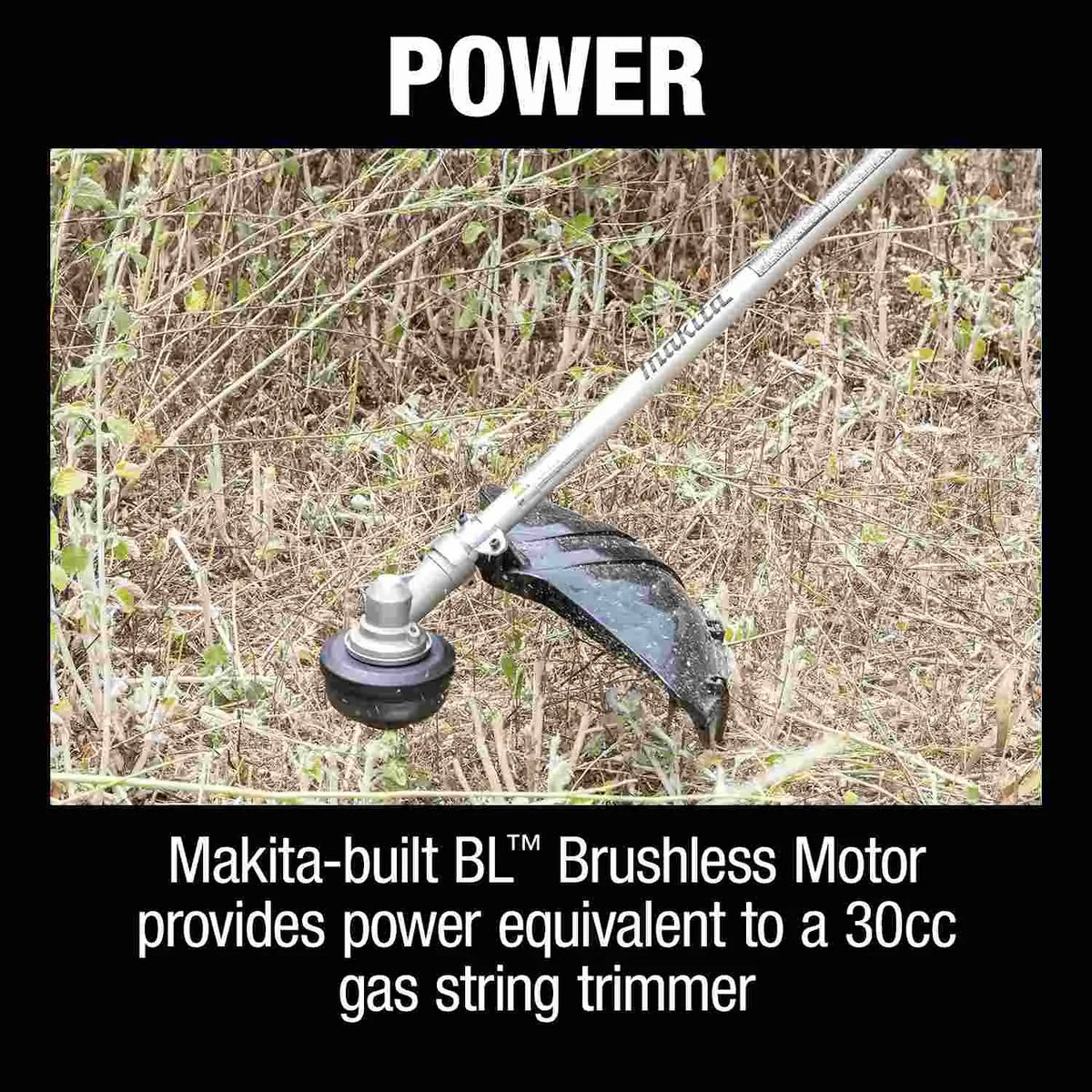 The Makita XRU17PT LXT 36V battery powered string trimmer uses a powerful brushless motor. It is equivalent to a 30cc gas string trimmer without the dirty air pollution and noise. Get yours today at B&R Lawnmower Shop! 20032 Saticoy Street, Winnetka, CA 91307 serving Los Angeles and San Fernando Valley.