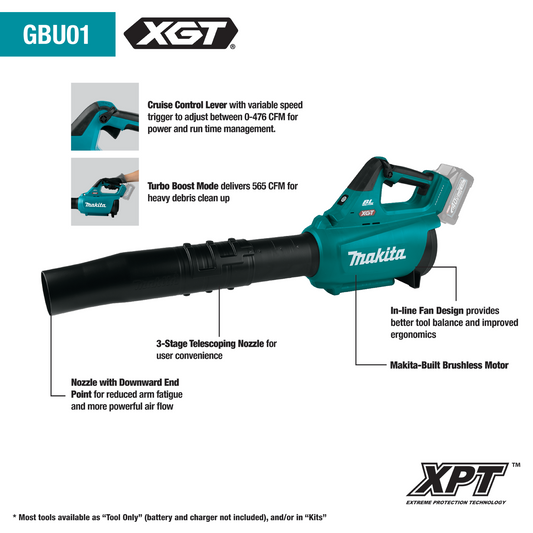 Makita GBU01M1 XGT 40V Max Brushless Cordless Leaf Blower Kit (4.0Ah)